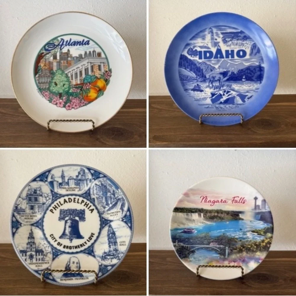 Vintage‎ New York Skyline Decorative Plate Twin Towers NYC Graphic Art